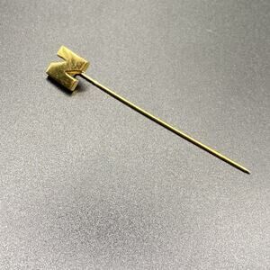 Vintage Crown Trifari Initial N Letter Stick Pin Gold Tone